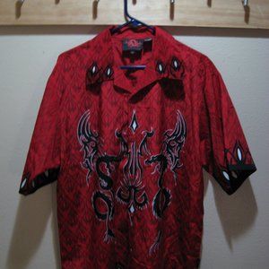 D Clothing Red Dragon Bowling Shirt Large